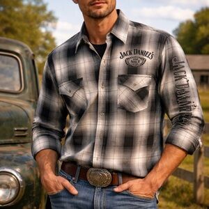 Jack Daniels Monochrome Plaid Men's Shirt